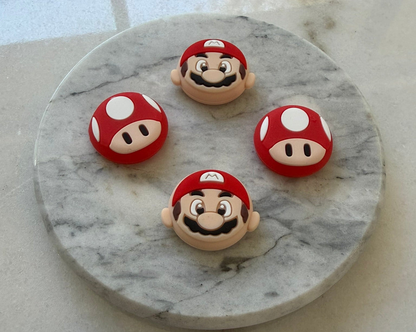Red Mario Mushrooms Switch 2 Thumb Grips