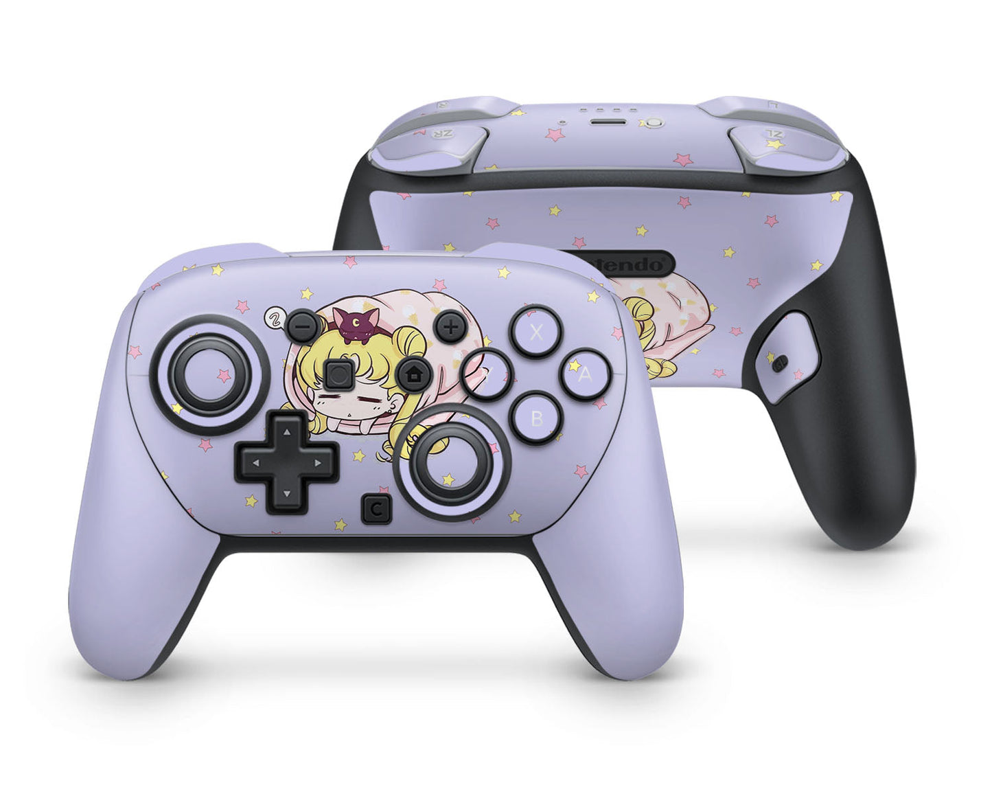 Lux Skins Nintendo Switch 2 Pro Controller Sleeping Sailor Moon Pastel LavenderSkins - Pop culture Sailor Moon Skin