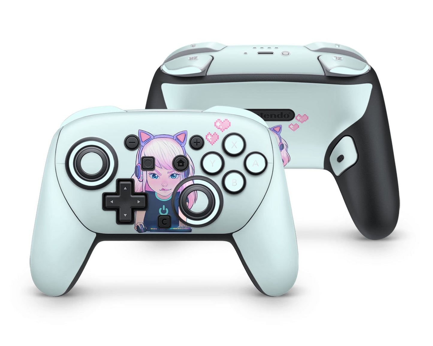 Lux Skins Nintendo Switch 2 Pro Controller Gamer Girl Mint PastelsSkins - Art Cute Skin