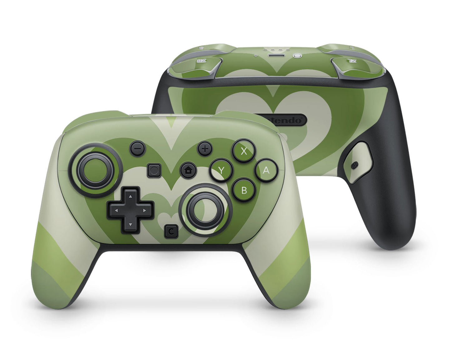Lux Skins Nintendo Switch 2 Pro Controller Matcha Retro HeartsSkins - Art Solid Colours Skin