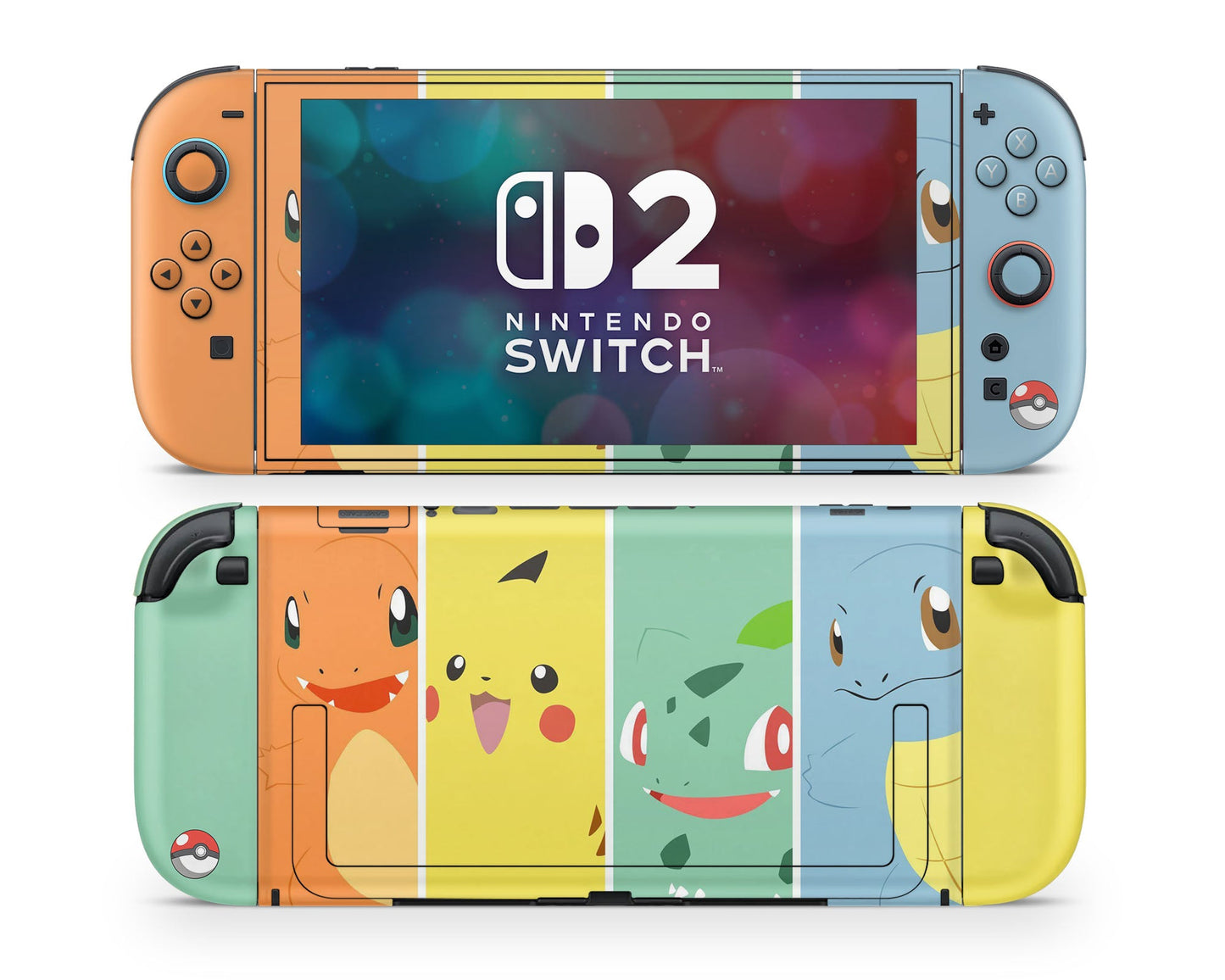 Lux Skins Nintendo Switch 2 Pokemon Kanto Starter Joycons Only Skins - Pop culture Pokemon Skin