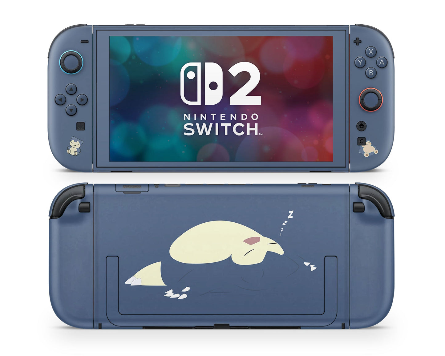 Lux Skins Nintendo Switch 2 Pokemon Snorlax Navy Blue Joycons Only Skins - Pop culture Pokemon Skin