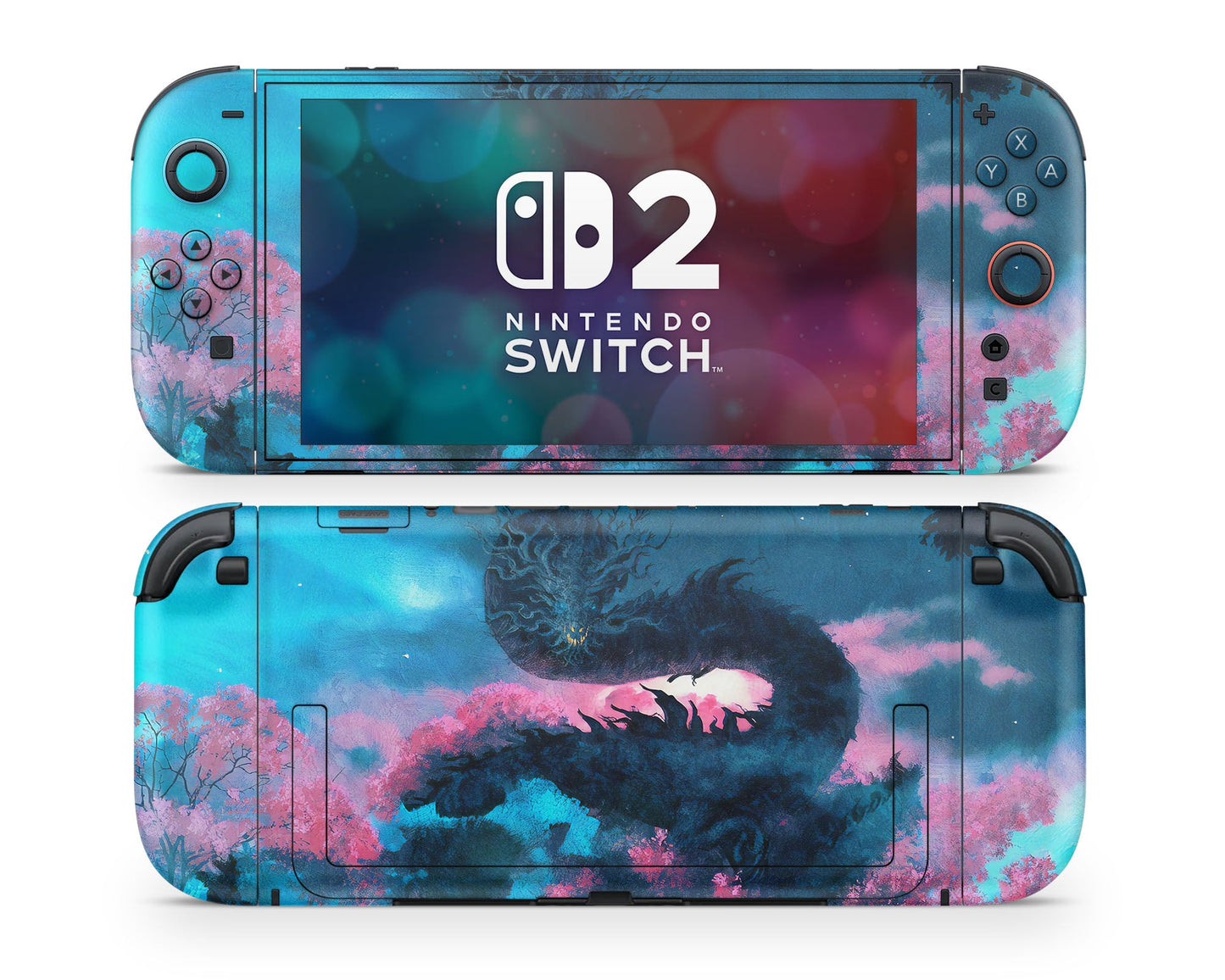 Lux Skins Nintendo Switch 2 Teal Dragon Joycons Only Skins - Art Animals Skin