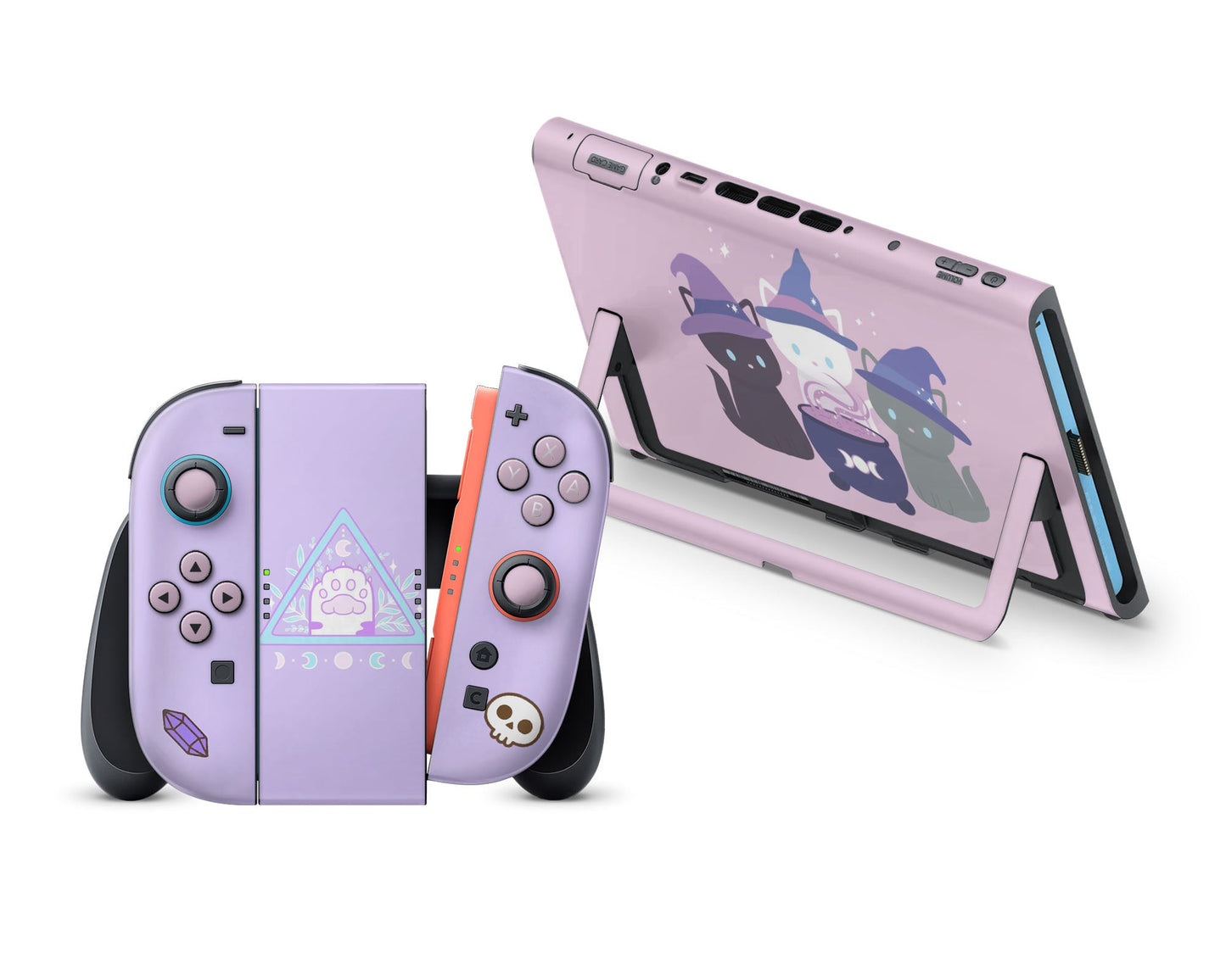 Lux Skins Nintendo Switch 2 Cute Kitty Cat Witch Trio Full Set Skins - Art Animals Skin