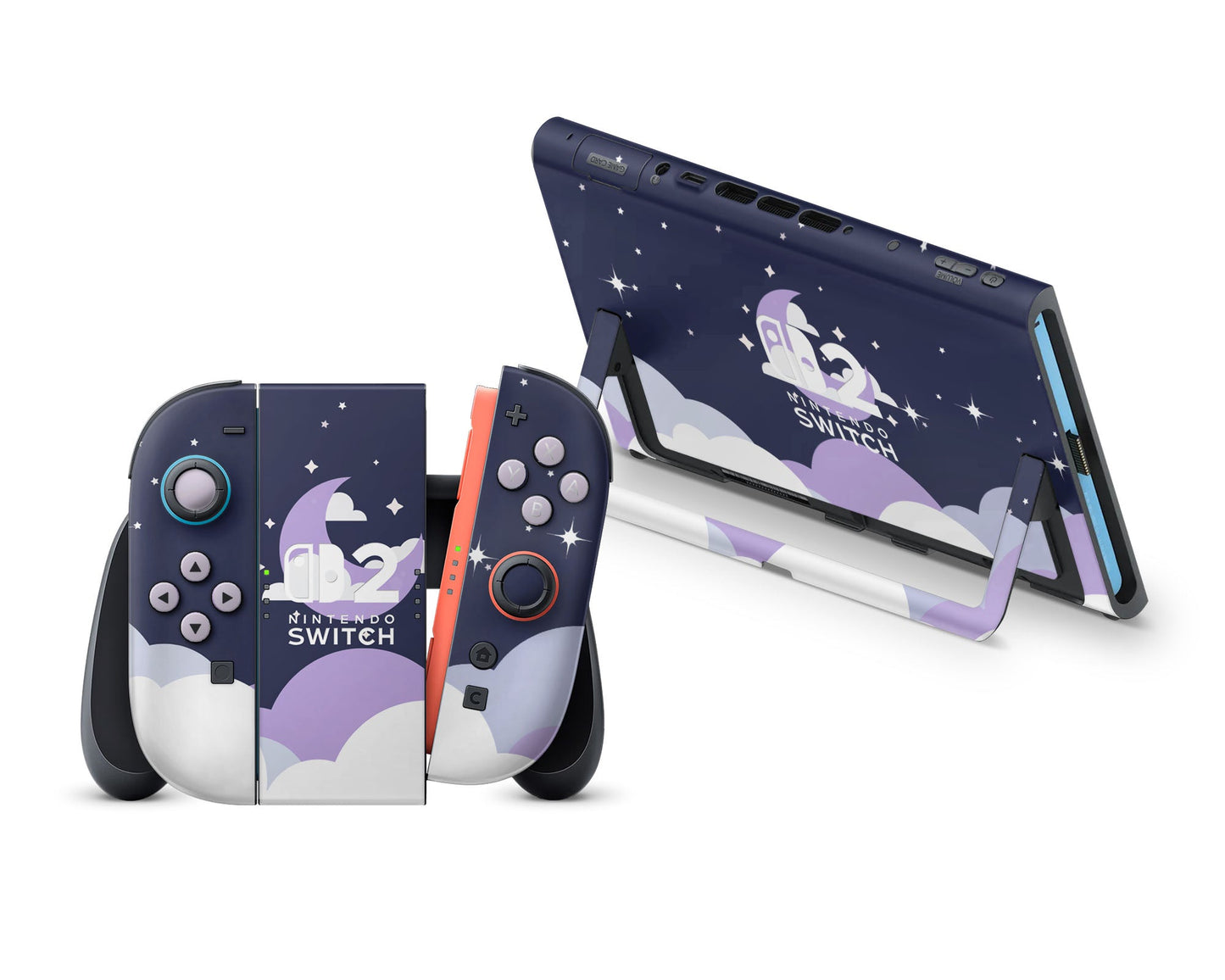Dark Dreamy Night Clouds Purple Nintendo Switch 2 Skin