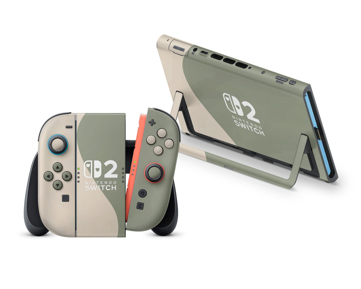 Two Tone Wild Sage Green Cream Nintendo Switch 2 Skin