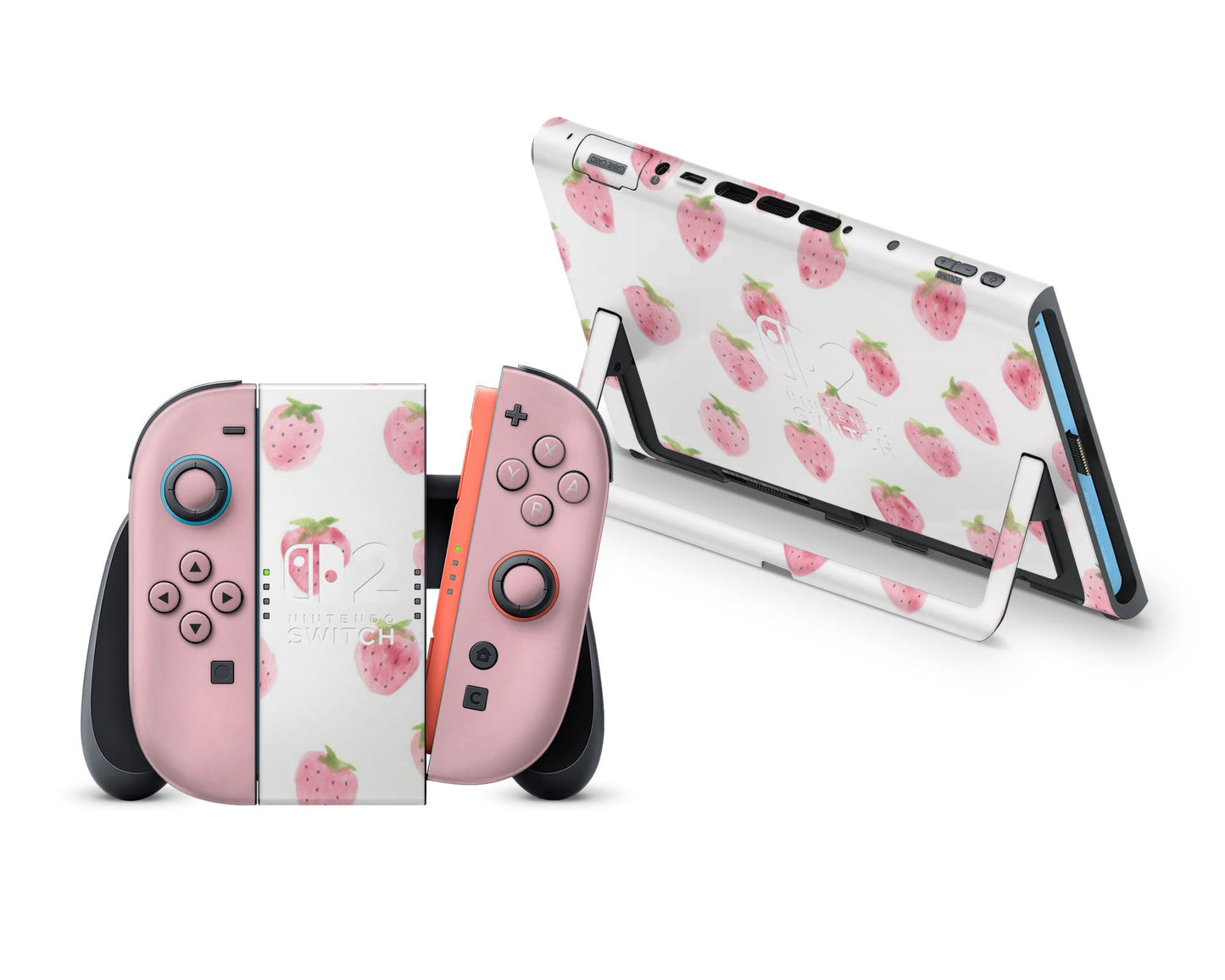 Strawberry Pattern Cute Nintendo Switch 2 Skin
