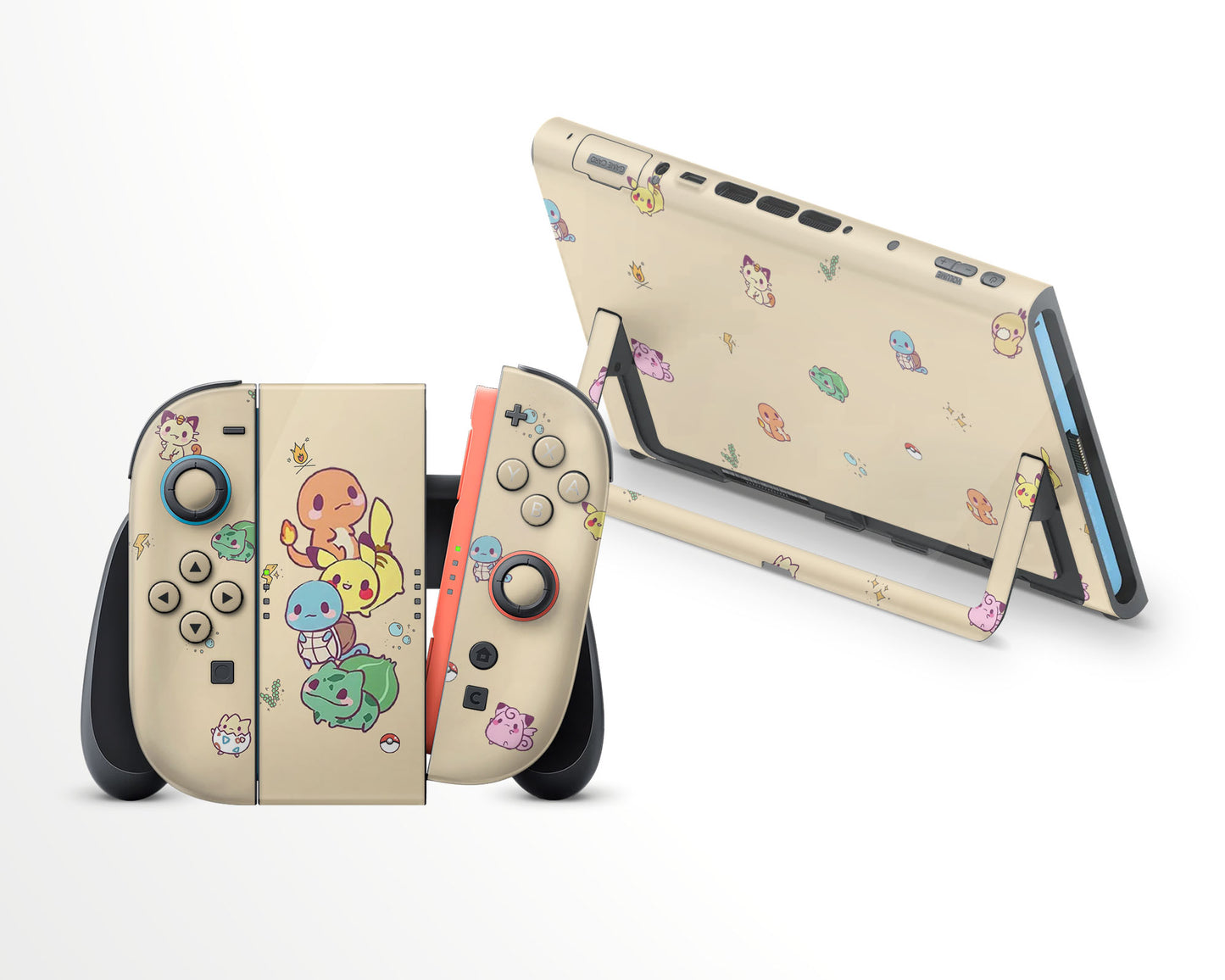 Cute Beige Poke Pattern Nintendo Switch 2 Skin