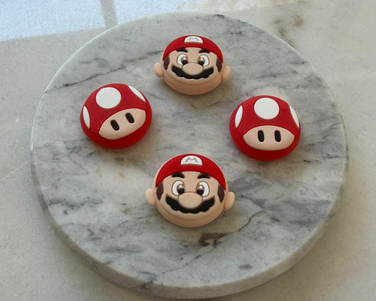Red Mario Mushrooms Switch 2 Thumb Grips