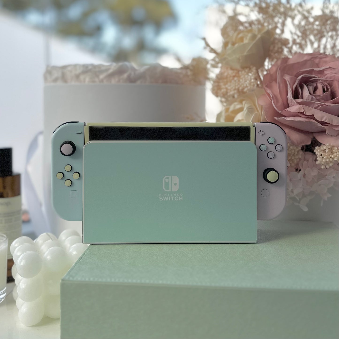 Seafoam Retro 80s Pastel Blocking Nintendo Switch Skin