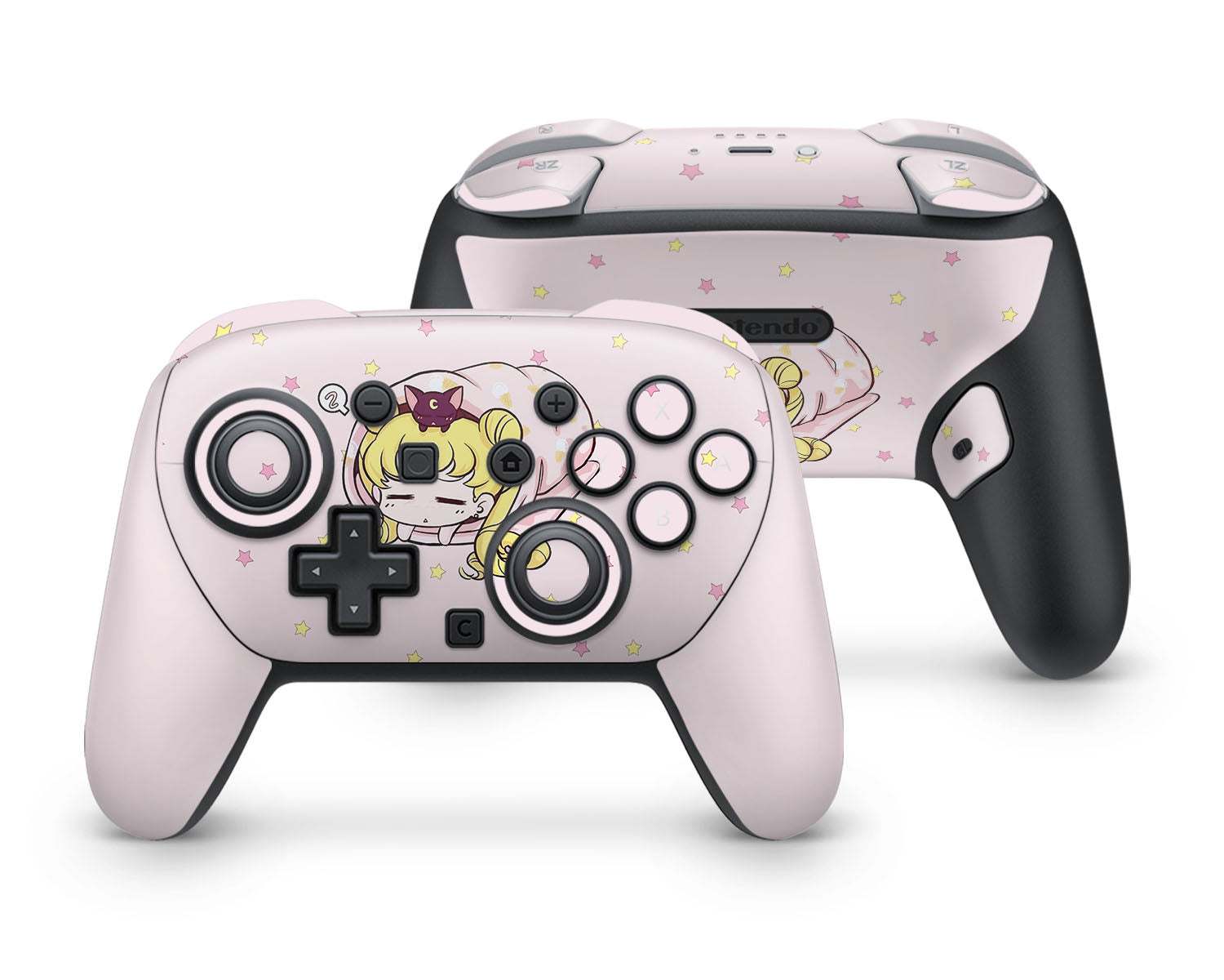 Lux Skins Nintendo Switch 2 Pro Controller Sleeping Sailor Moon Pastel PinkSkins - Pop culture Sailor Moon Skin