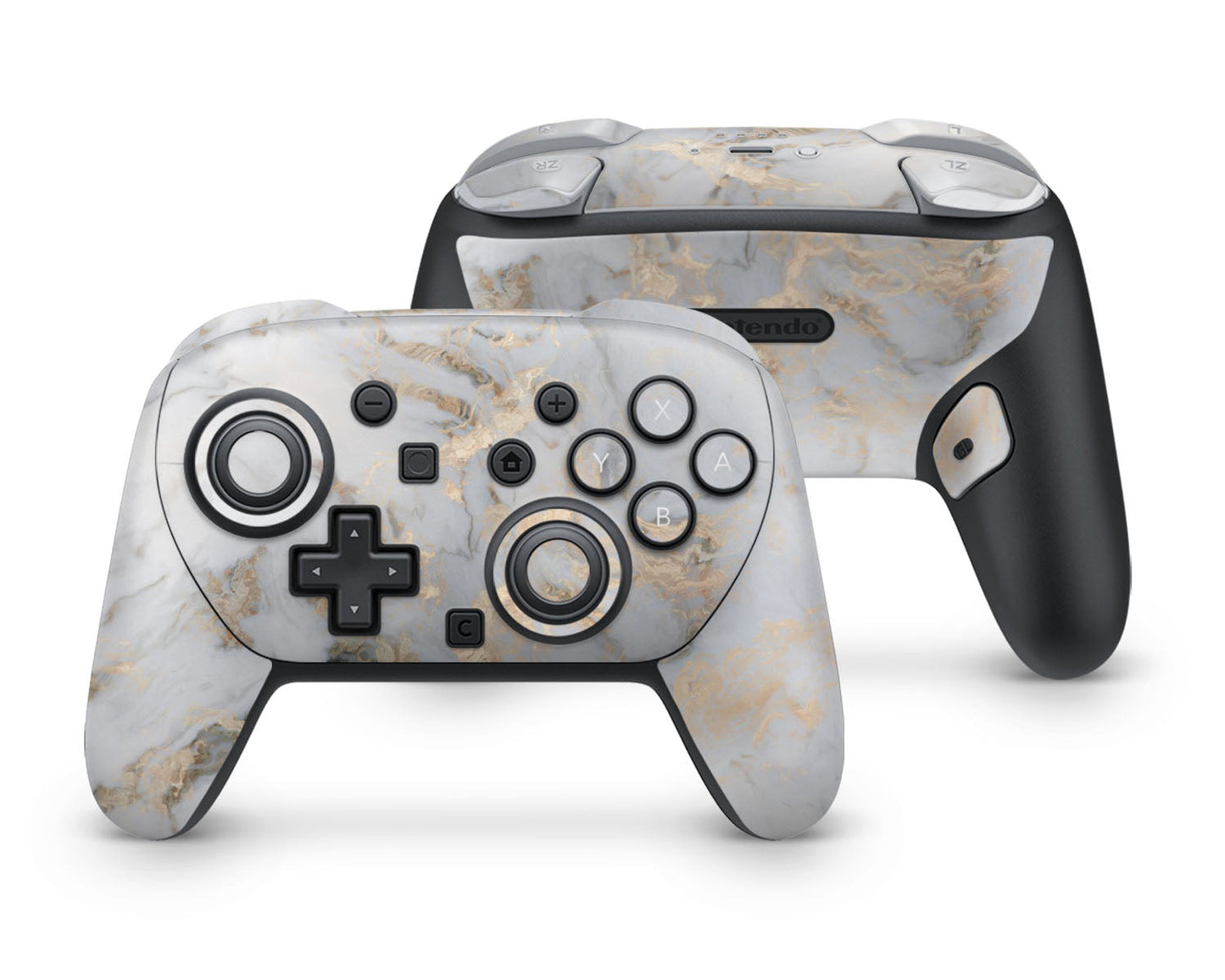 Lux Skins Nintendo Switch 2 Pro Controller Ethereal White Gold MarbleSkins - Pattern Marble Skin