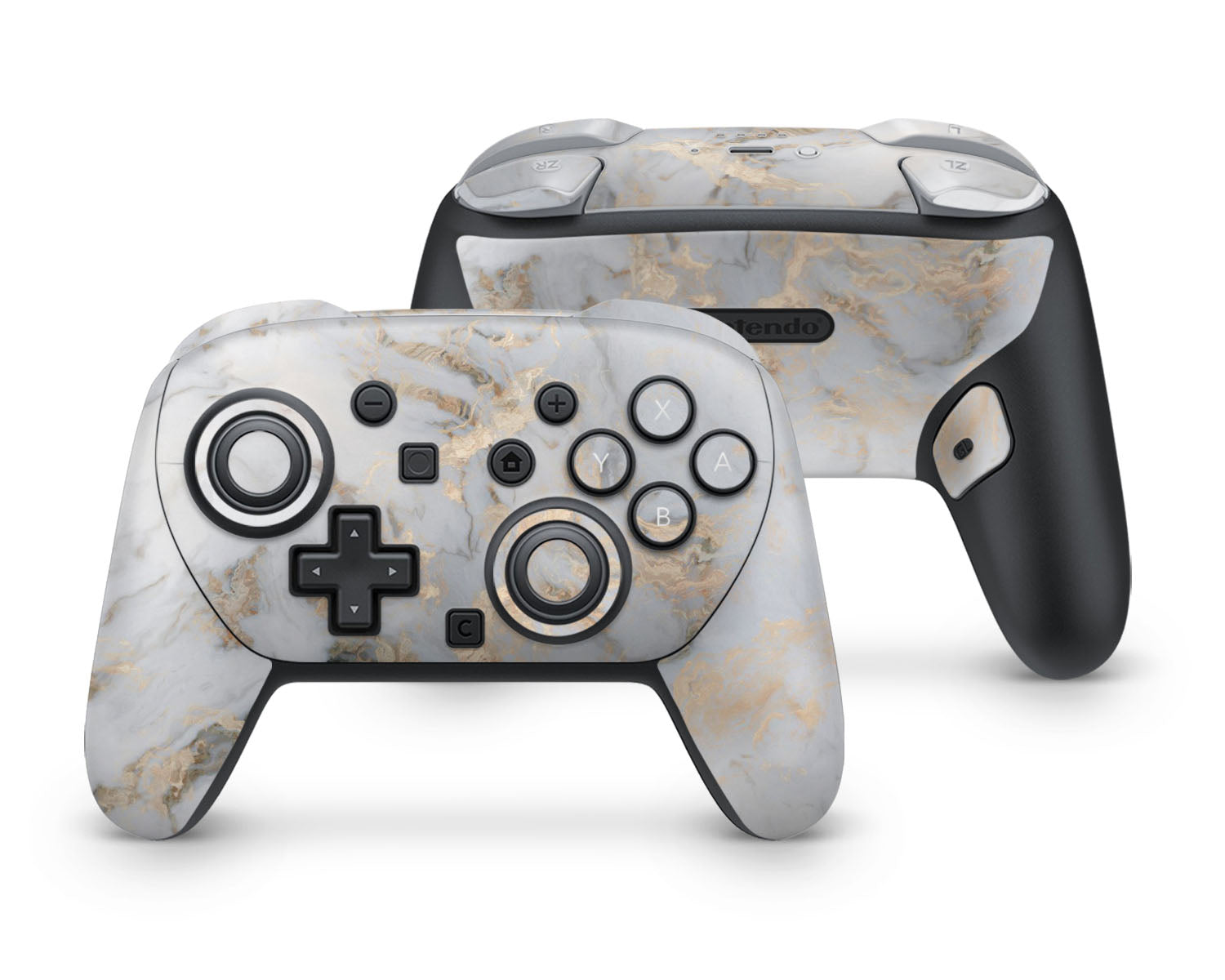 Lux Skins Nintendo Switch 2 Pro Controller Ethereal White Gold MarbleSkins - Pattern Marble Skin