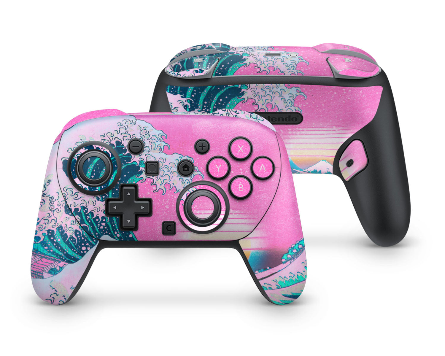Lux Skins Nintendo Switch 2 Pro Controller Great Wave off Kanagawa Pink RetrowaveSkins - Art Artwork Skin