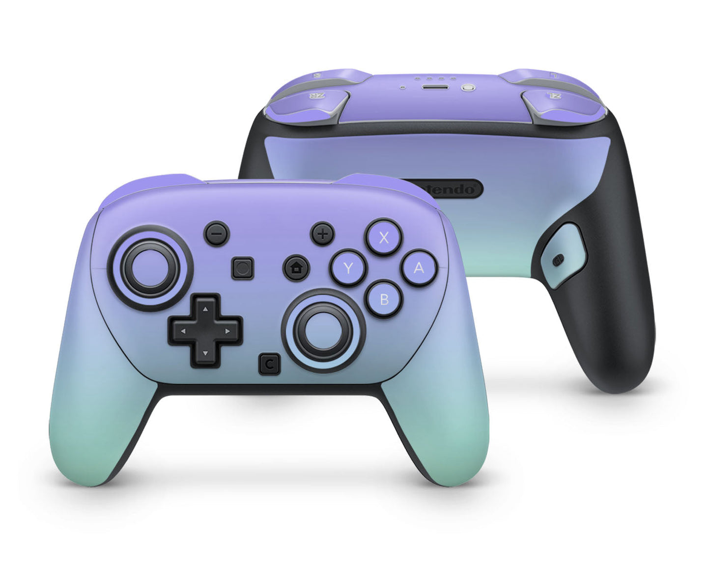 Lux Skins Nintendo Switch 2 Pro Controller Pastel Lavender Teal GradientSkins - Solid Colours Gradient Skin