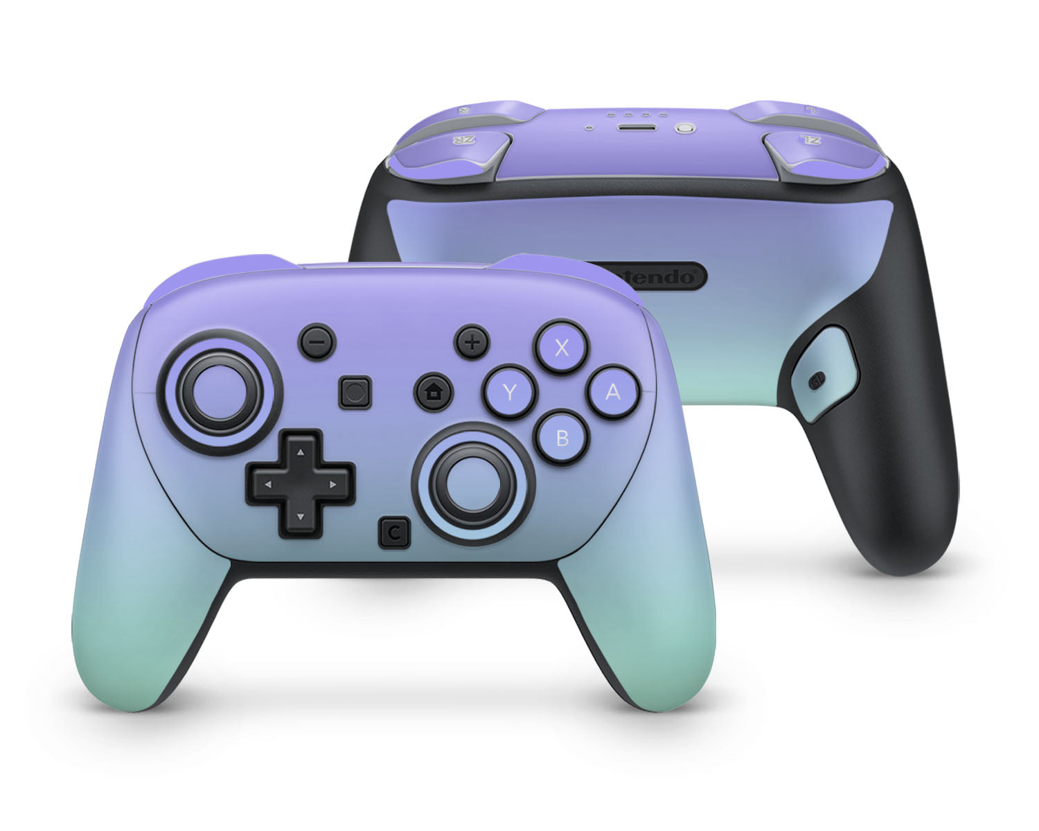 Lux Skins Nintendo Switch 2 Pro Controller Pastel Lavender Teal GradientSkins - Solid Colours Gradient Skin