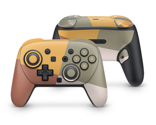 Lux Skins Nintendo Switch 2 Pro Controller Neutral Earth Tone Geometric Color BlockingSkins - Solid Colours Colour Blocking Skin