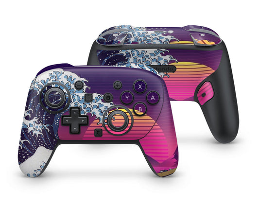 Lux Skins Nintendo Switch 2 Pro Controller Great Wave off Kanagawa RetrowaveSkins - Art Artwork Skin