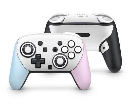 Lux Skins Nintendo Switch 2 Pro Controller Classic Baby Pink BlueSkins - Solid Colours Colour Blocking Skin