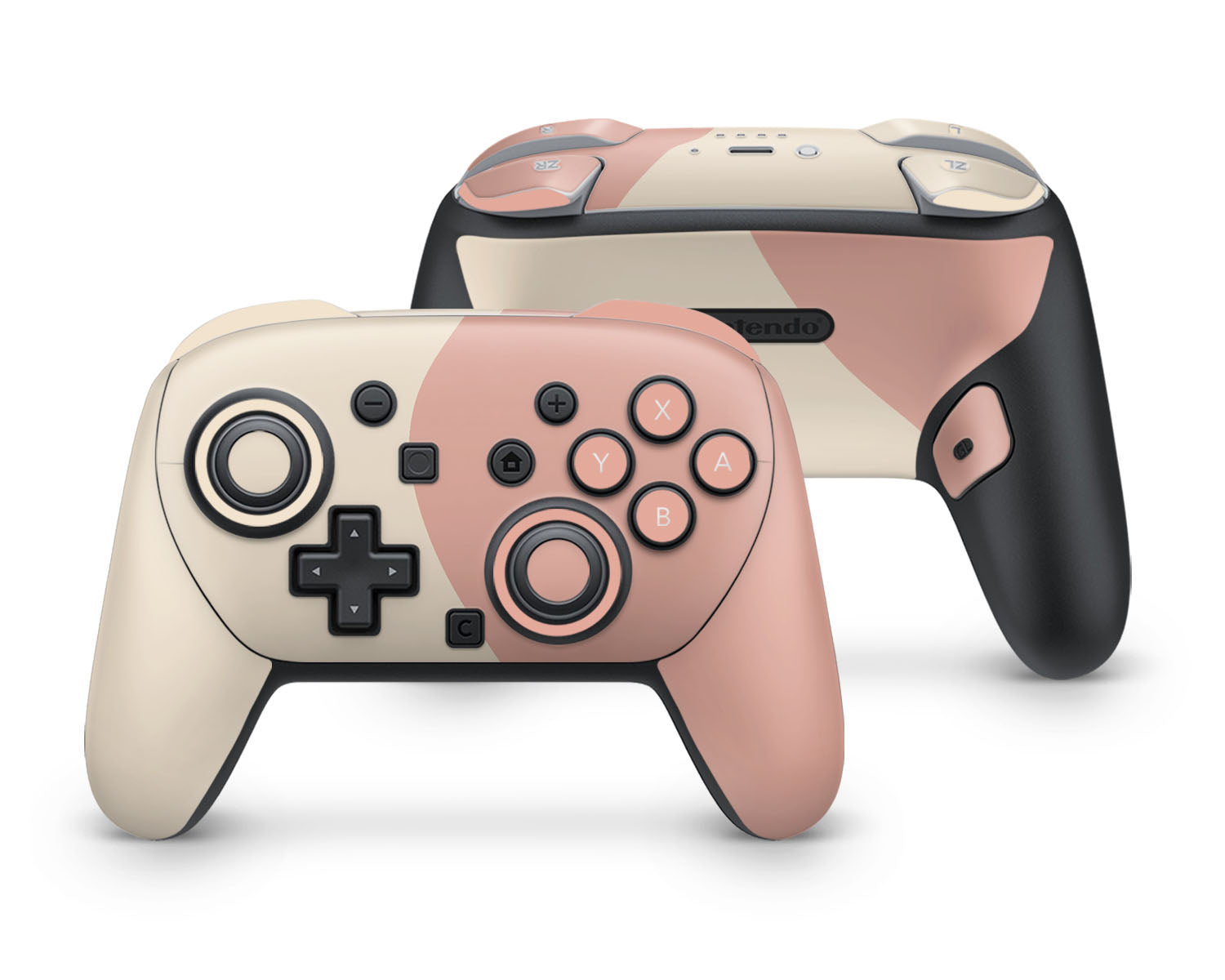 Lux Skins Nintendo Switch 2 Pro Controller Two Tone Peach CreamSkins - Solid Colours Colour Blocking Skin