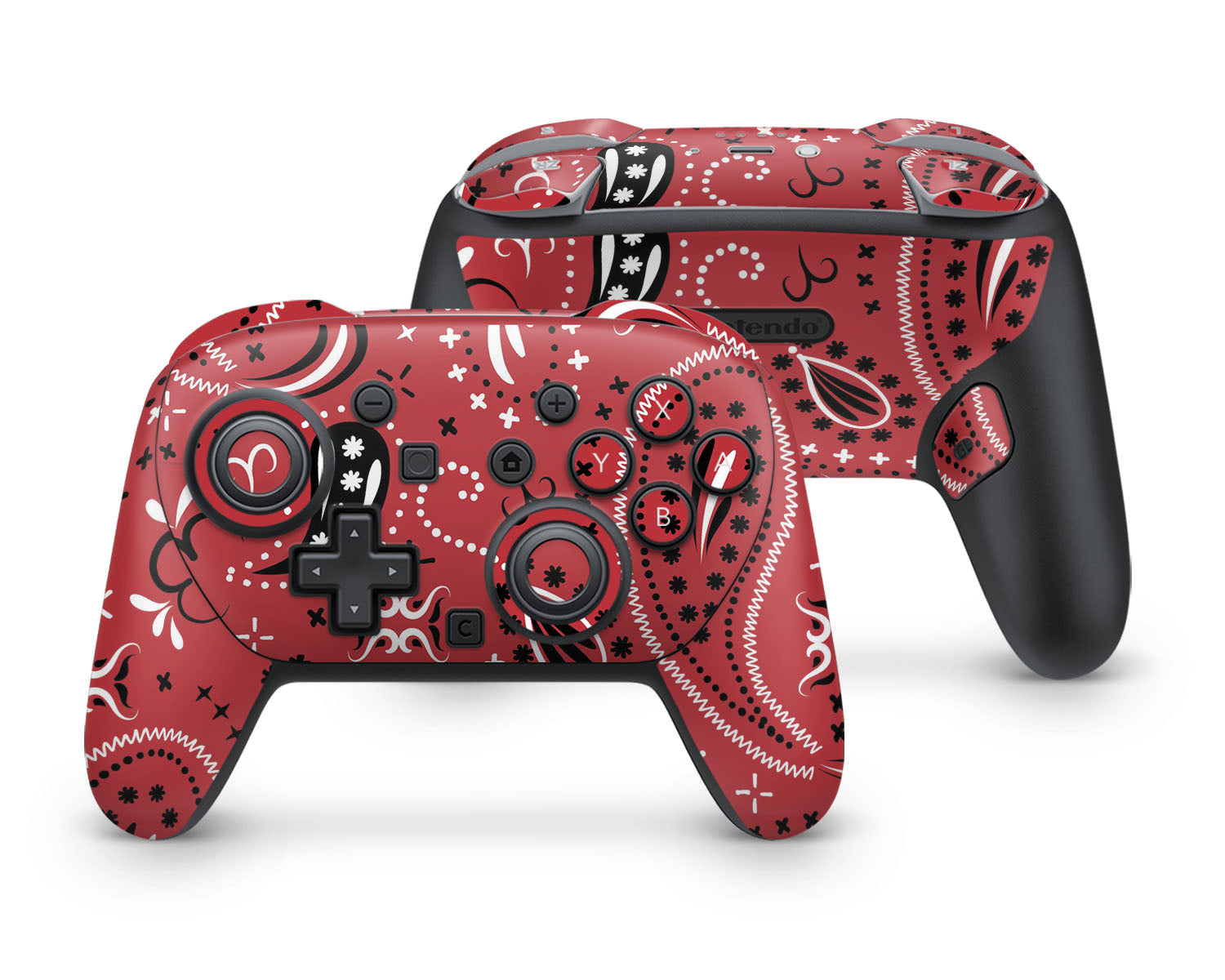 Lux Skins Nintendo Switch 2 Pro Controller Red Bandana Paisley PrintSkins - Pattern Abstract Skin