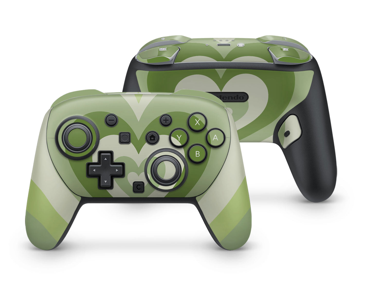 Lux Skins Nintendo Switch 2 Pro Controller Matcha Retro HeartsSkins - Art Solid Colours Skin