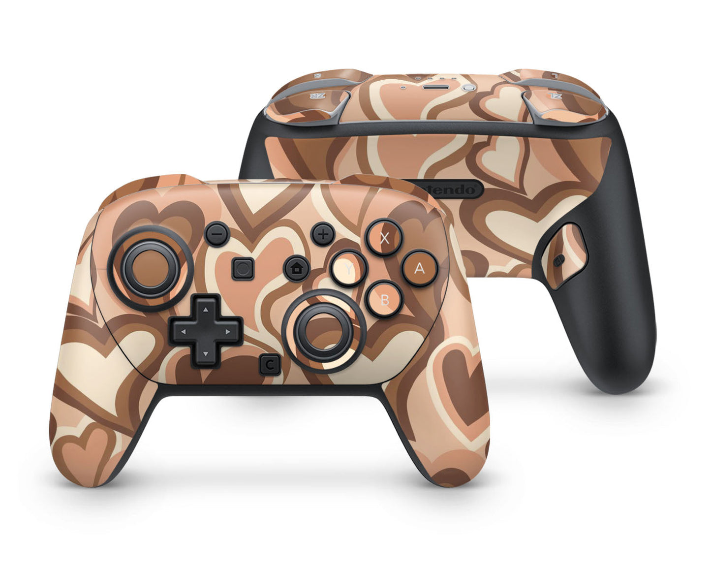 Lux Skins Nintendo Switch 2 Pro Controller Latte Drip HeartsSkins - Pattern Abstract Skin