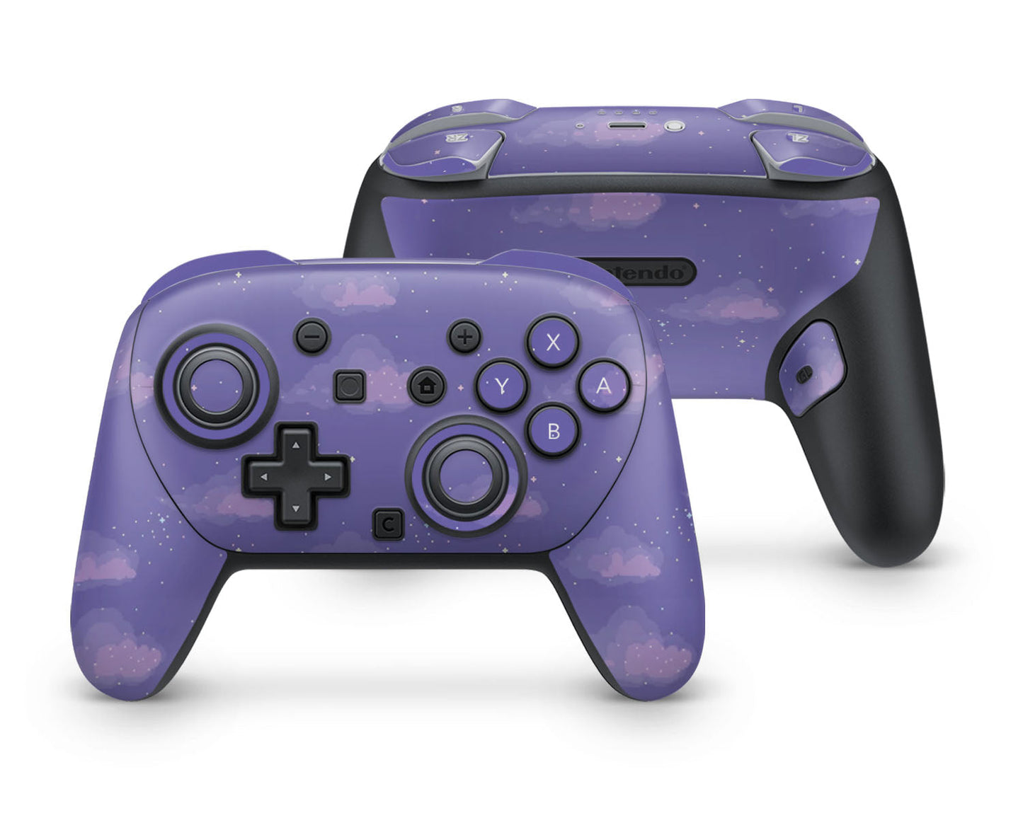 Lux Skins Nintendo Switch 2 Pro Controller Purple Pixel CloudsSkins - Art Clouds Skin