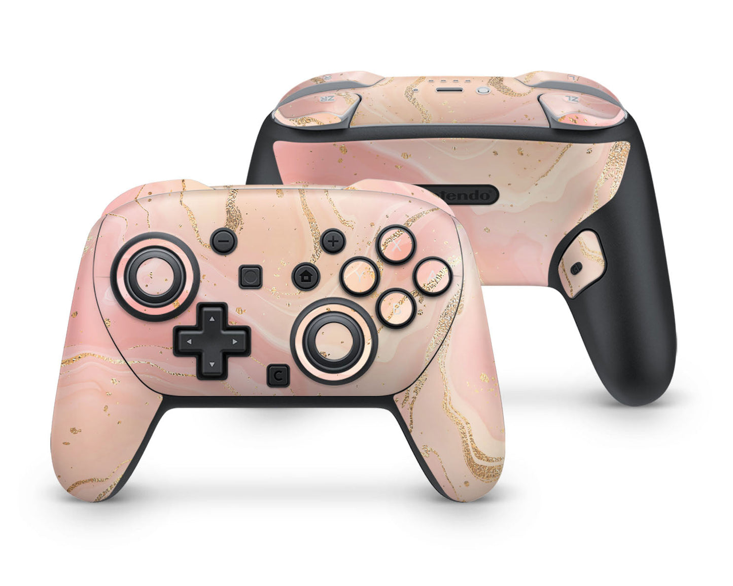 Lux Skins Nintendo Switch 2 Pro Controller Ethereal Pink Gold MarbleSkins - Pattern Marble Skin