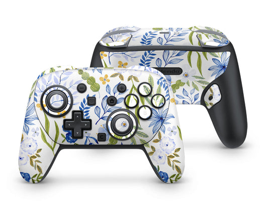 Lux Skins Nintendo Switch 2 Pro Controller Nature Blue FloralSkins - Pattern Floral Skin