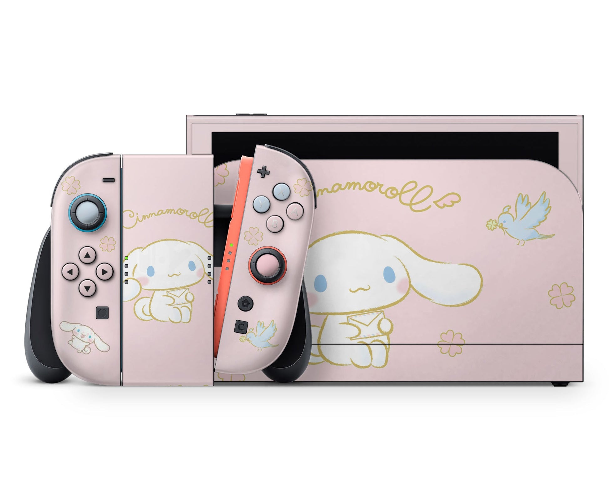 Lux Skins Nintendo Switch 2 Cinnamoroll Baby Pink Full Set +Tempered Glass Skins - Pop culture Cinnamoroll Skin