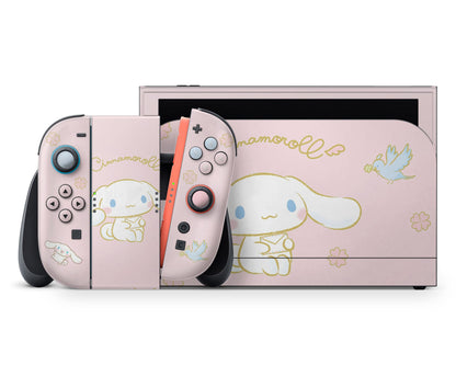 Lux Skins Nintendo Switch 2 Cinnamoroll Baby Pink Full Set +Tempered Glass Skins - Pop culture Cinnamoroll Skin