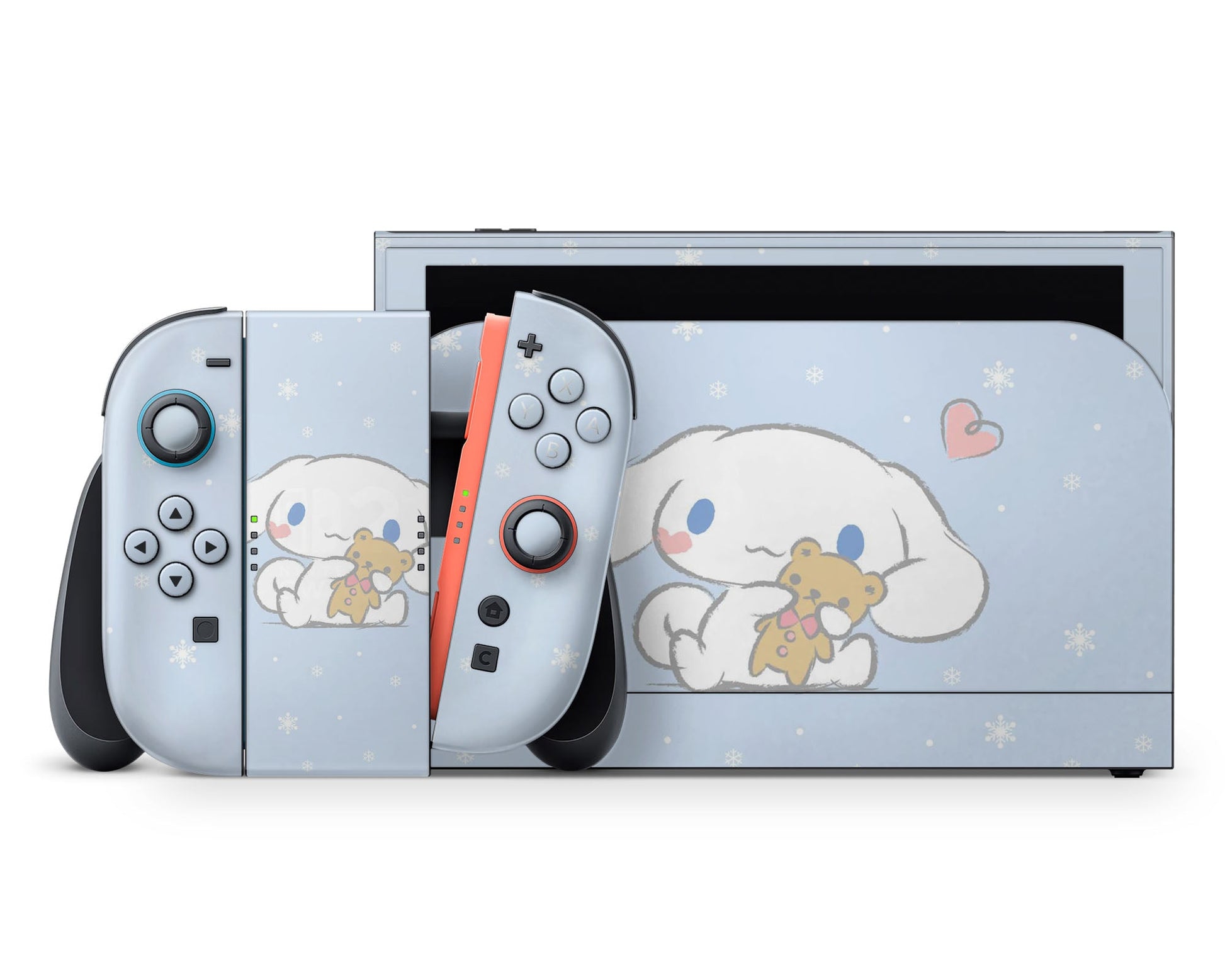 Lux Skins Nintendo Switch 2 Cinnamoroll Baby Blue Full Set +Tempered Glass Skins - Pop culture Cinnamoroll Skin