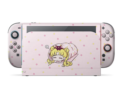 Lux Skins Nintendo Switch 2 Sleeping Sailor Moon Pastel Pink Full Set Skins - Pop culture Sailor Moon Skin
