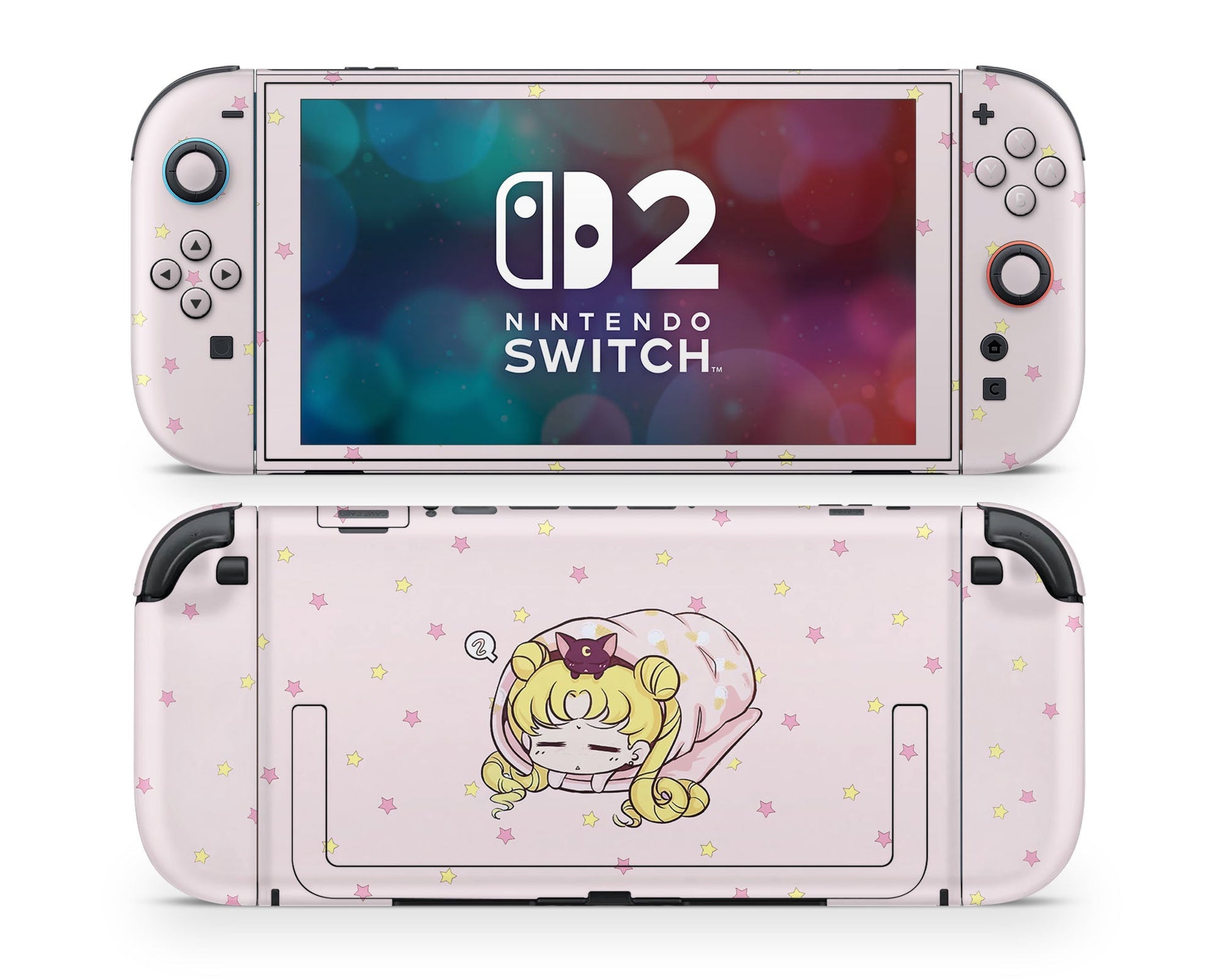 Lux Skins Nintendo Switch 2 Sleeping Sailor Moon Pastel Pink Joycons Only Skins - Pop culture Sailor Moon Skin