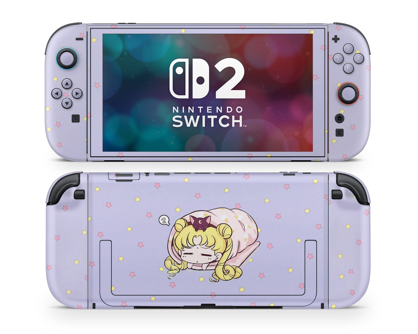 Lux Skins Nintendo Switch 2 Sleeping Sailor Moon Pastel Lavender Joycons Only Skins - Pop culture Sailor Moon Skin
