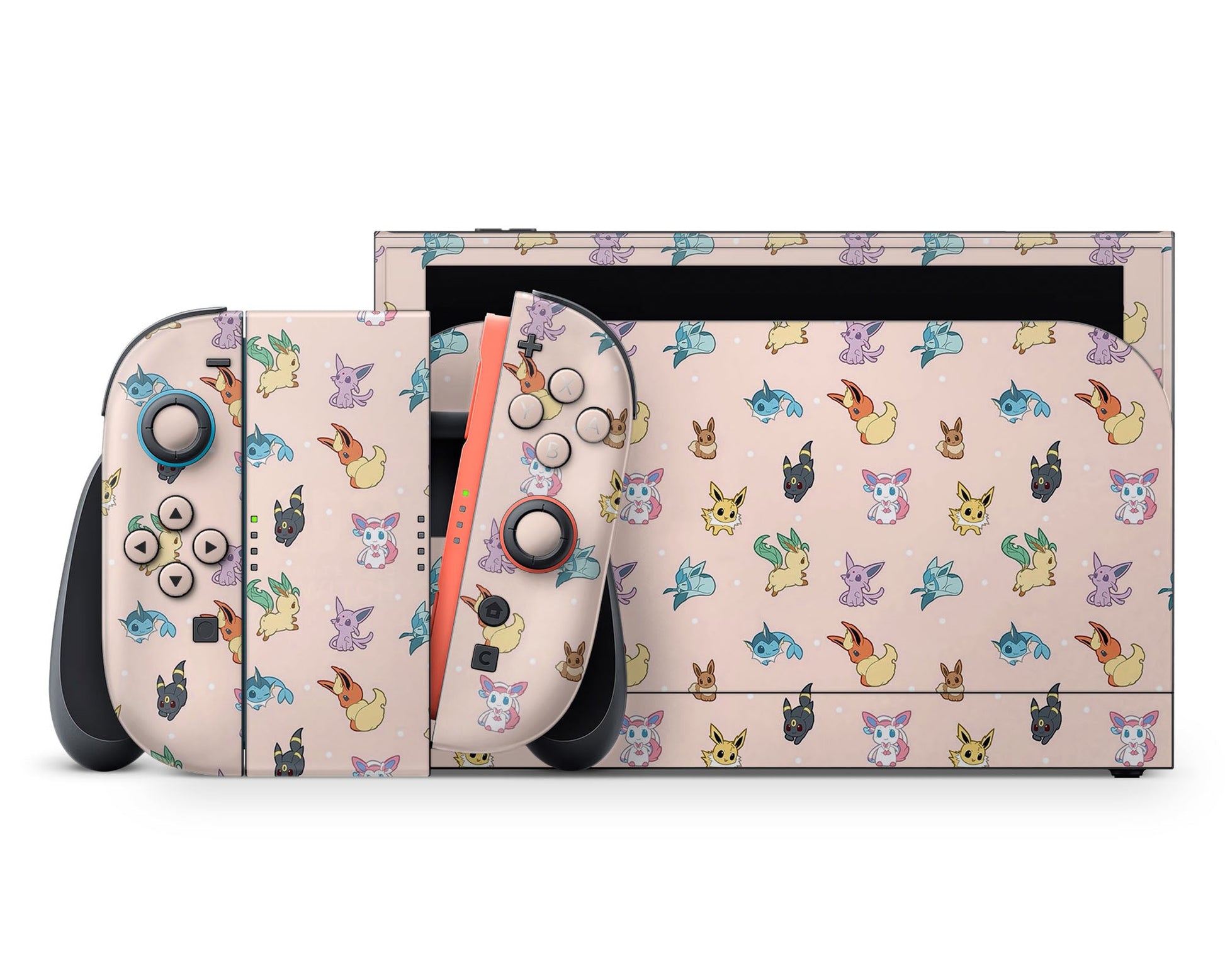 Lux Skins Nintendo Switch 2 Pokemon Eevee Evolution Full Set +Tempered Glass Skins - Pop culture Pokemon Skin