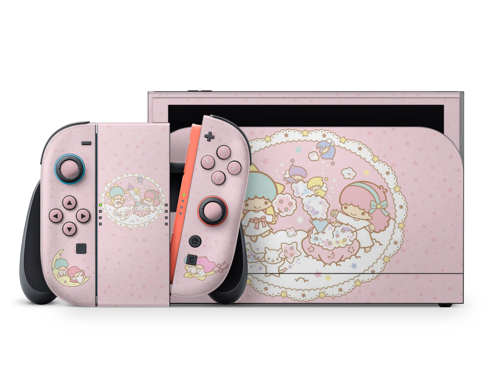 Lux Skins Nintendo Switch 2 Little Twin Stars Pink Full Set +Tempered Glass Skins - Pop culture My Little Twin Star Skin