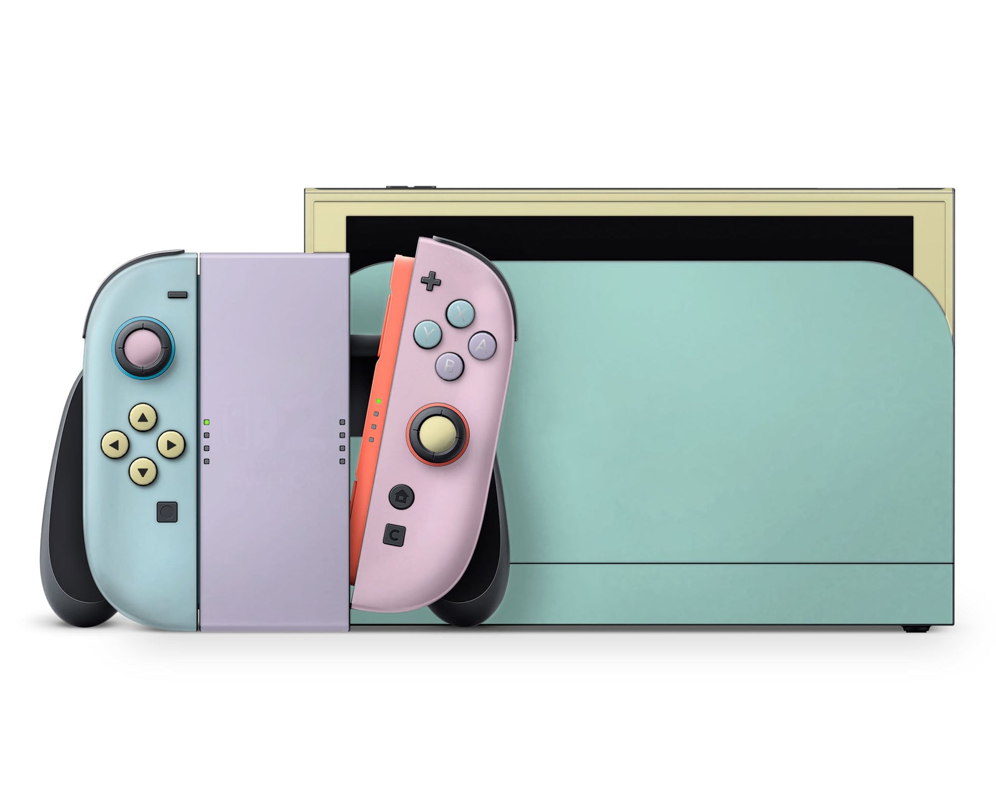 Lux Skins Nintendo Switch 2 Seafoam Retro 80s Pastel Blocking Classic no logo Skins - Solid Colours Colour Blocking Skin
