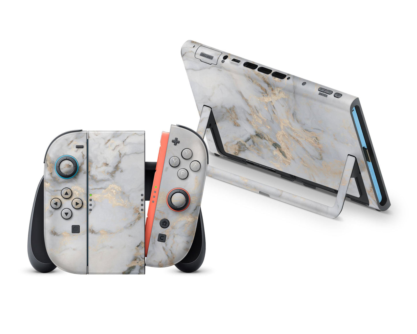 Ethereal White Gold Marble Nintendo Switch 2 Skin