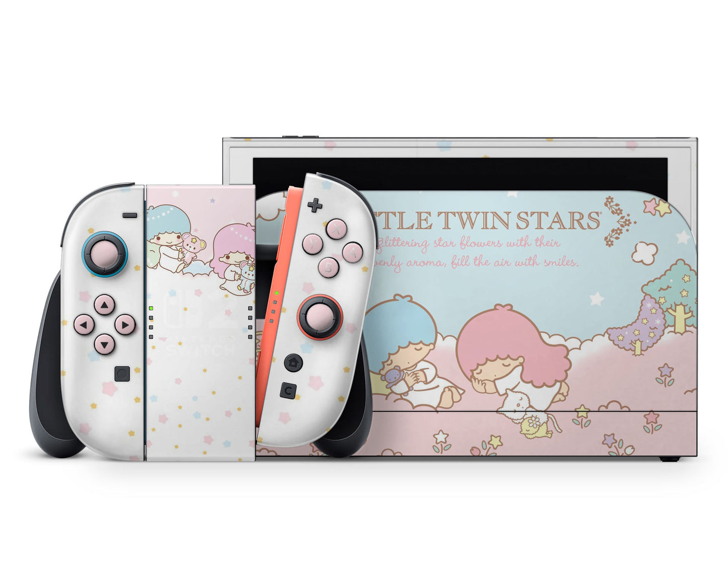 Lux Skins Nintendo Switch 2 Little Twin Stars Dreamy White Full Set +Tempered Glass Skins - Pop culture My Little Twin Star Skin