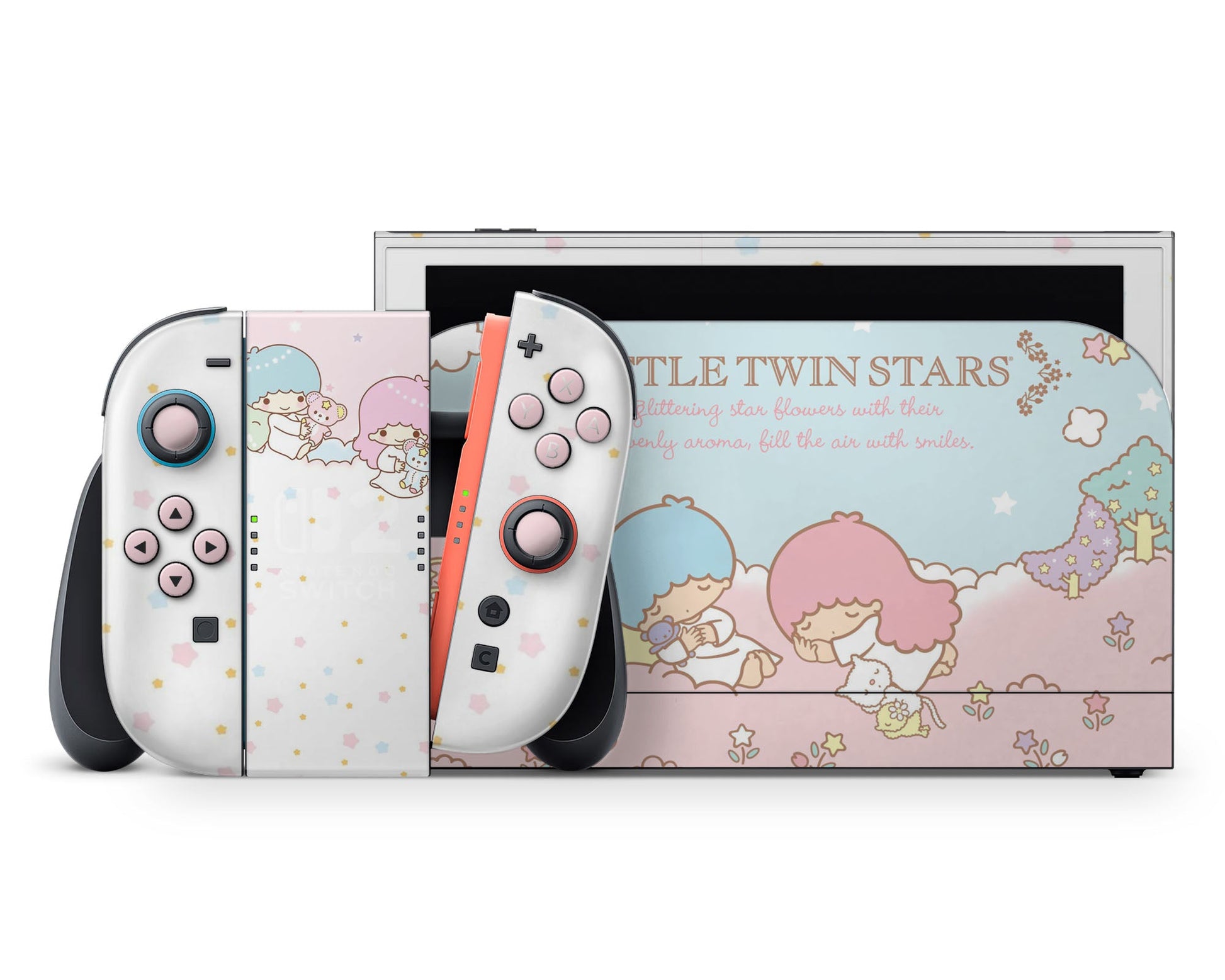 Lux Skins Nintendo Switch 2 Little Twin Stars Dreamy White Full Set +Tempered Glass Skins - Pop culture My Little Twin Star Skin