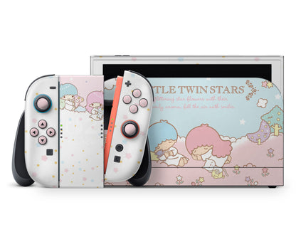Lux Skins Nintendo Switch 2 Little Twin Stars Dreamy White Full Set +Tempered Glass Skins - Pop culture My Little Twin Star Skin