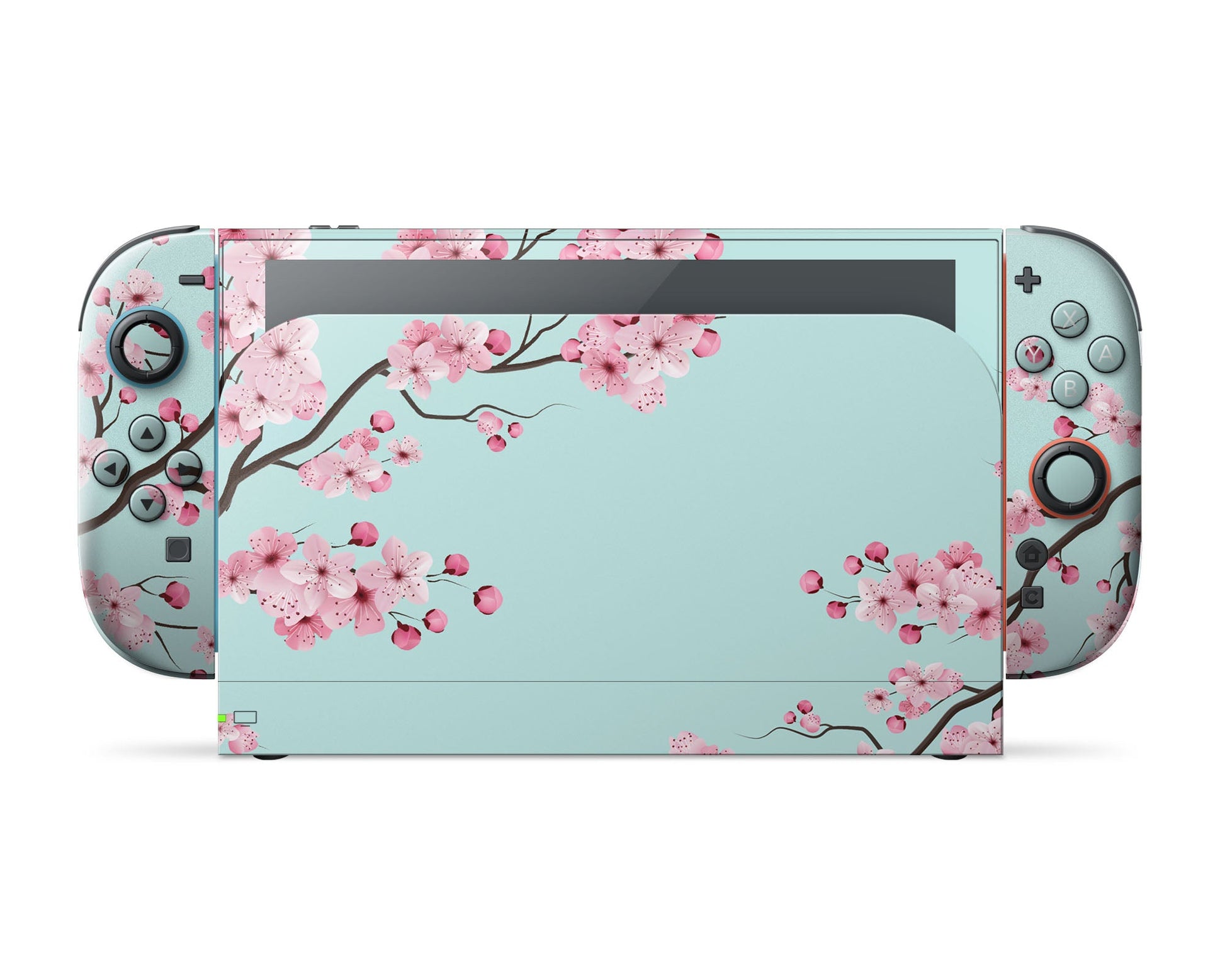 Lux Skins Nintendo Switch 2 Teal Cherry Blossom Classic no logo Skins - Art Floral Skin