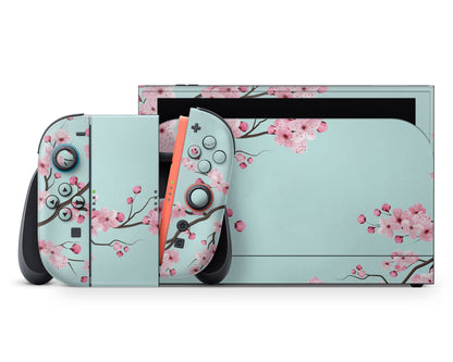 Lux Skins Nintendo Switch 2 Teal Cherry Blossom Classic no logo Skins - Art Floral Skin