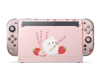 Lux Skins Nintendo Switch 2 Pink Pastel Molang Bunny Rabbit Full Set Skins - Pop culture Molang Skin