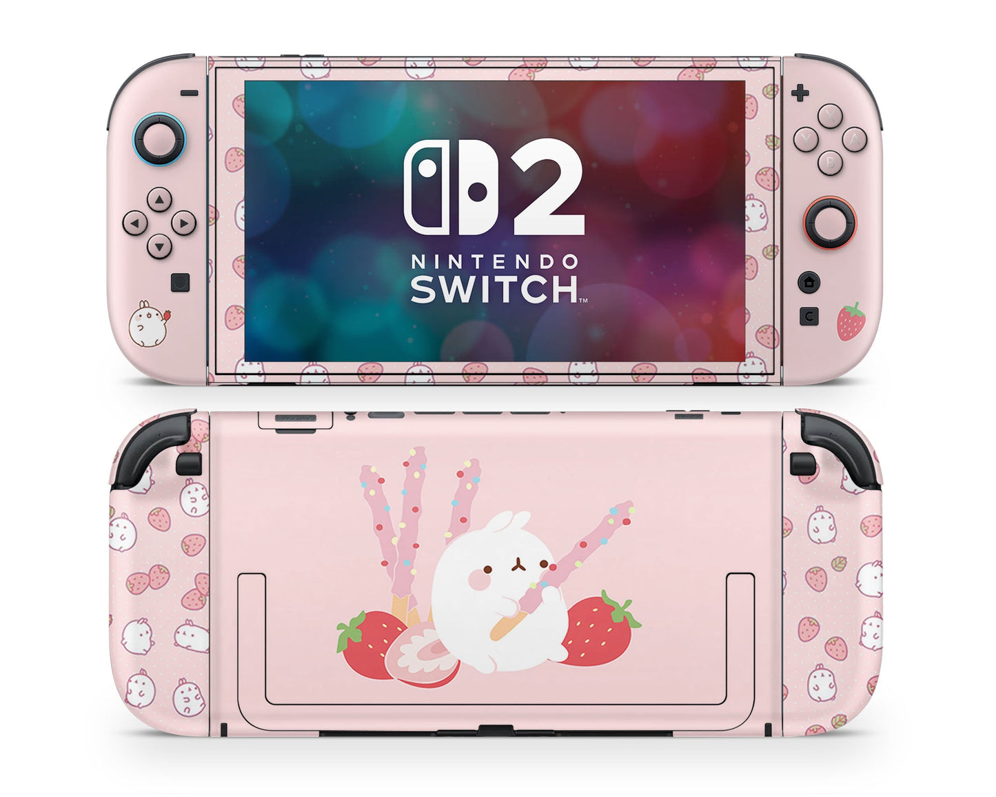 Lux Skins Nintendo Switch 2 Pink Pastel Molang Bunny Rabbit Joycons Only Skins - Pop culture Molang Skin
