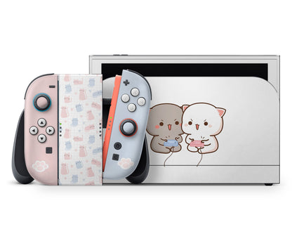 Lux Skins Nintendo Switch 2 Gaming Cat Cute Pattern Full Set +Tempered Glass Skins - Art Animals Skin