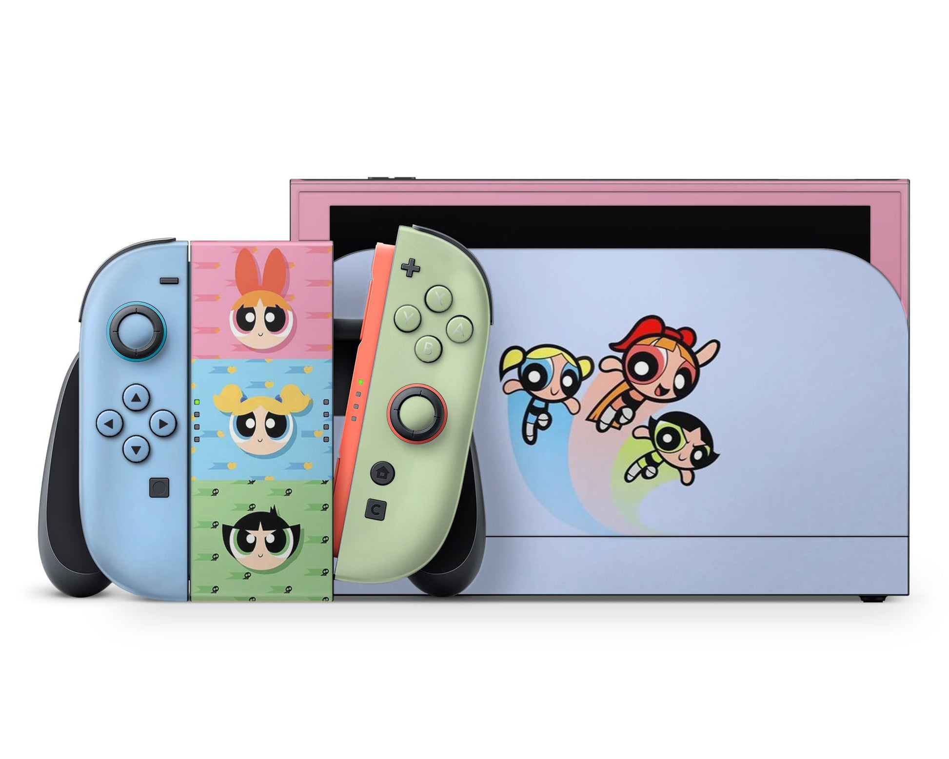 Lux Skins Nintendo Switch 2 Powerpuff Girls Pastel Blue Full Set +Tempered Glass Skins - Pop culture Powerpuff Girls Skin