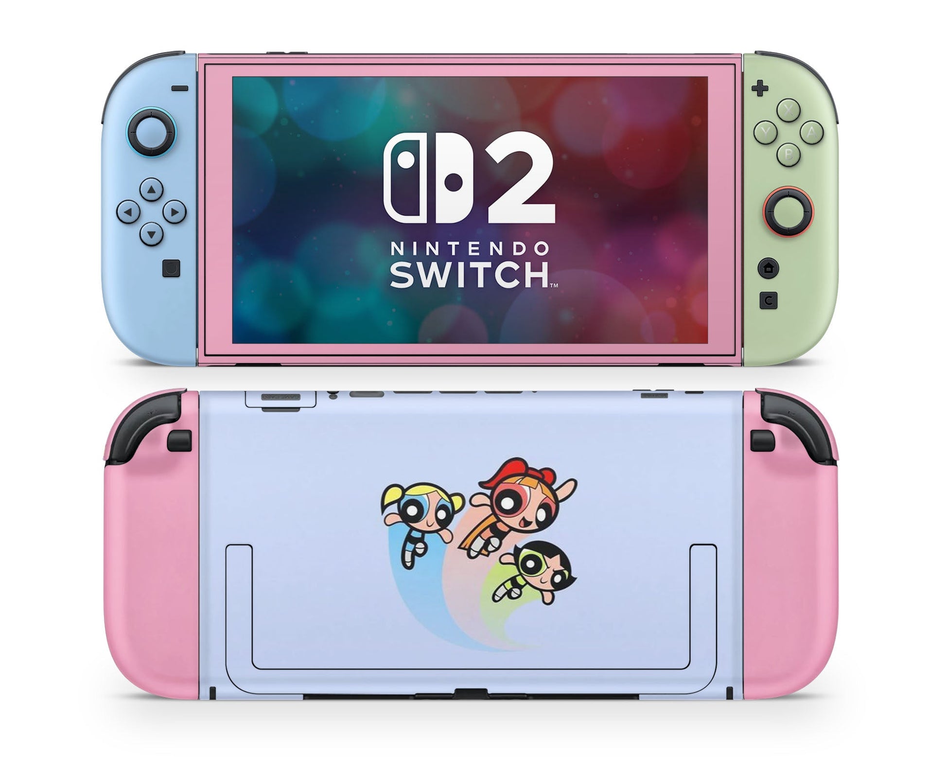 Lux Skins Nintendo Switch 2 Powerpuff Girls Pastel Blue Joycons Only Skins - Pop culture Powerpuff Girls Skin